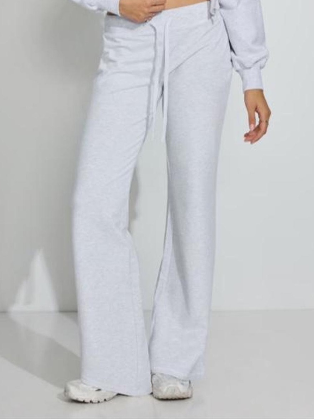 Garage Light Gray Ribbed-Waistband Straight-Leg Sweatpants XXS